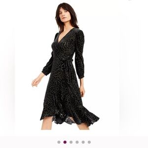 Calvin Klein Black Animal Print Long Sleeve Dress